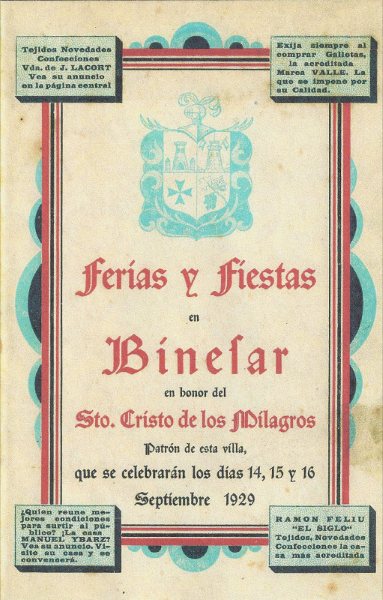 Fiestas mayores en honor al Santo Cristo de los Milagros  